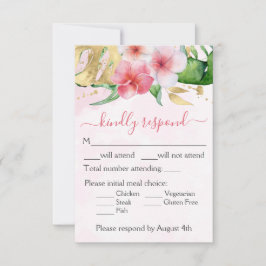 Tropical Floral Wedding RSVP Karte