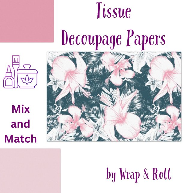 Tropical Florals Navy Pink Seidenpapier (Von Creator hochgeladen)