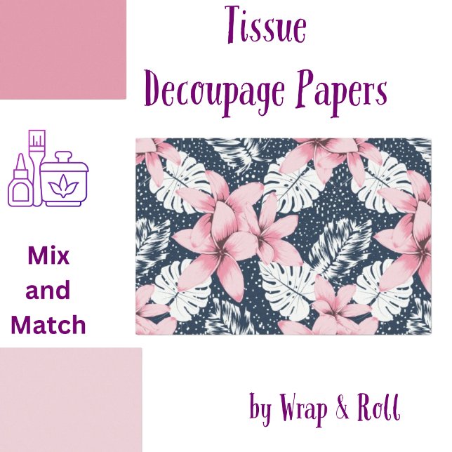 Tropical Florals Navy Pink Seidenpapier (Von Creator hochgeladen)