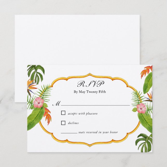 Tropical Florals Wedding RSVP (Vorne/Hinten)