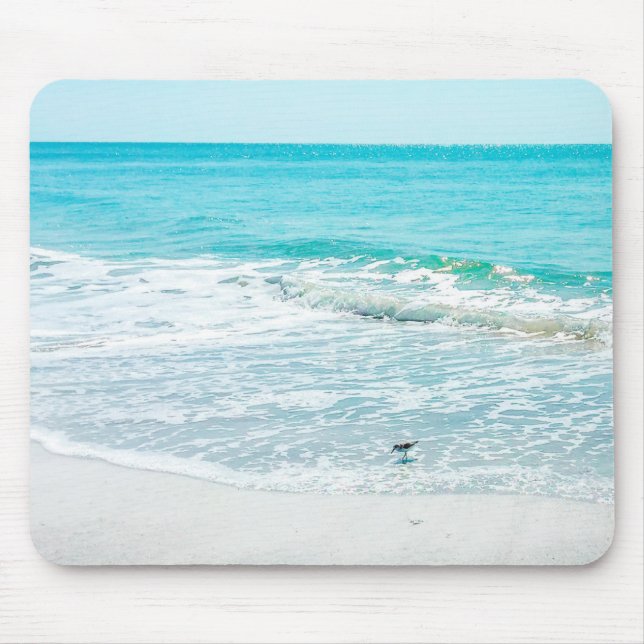 Tropical Florida Beach Sand Ocean Waves Sandpiper Mousepad (Vorne)