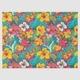 Tropical Flowers and Leaves Pattern Seidenpapier