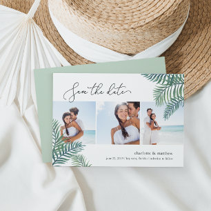 Tropical Foliage Foto Collage Save the Date Card