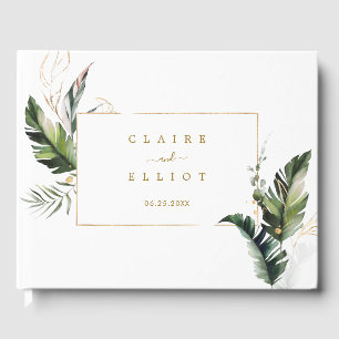 Tropical Foliage Gold Wedding Guest Book Gästebuch