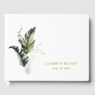 Tropical Foliage Gold Wedding Guest Book Gästebuch