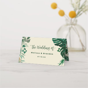 Tropical Foliage Green Blätter Hochzeit Tischnumme Platzkarte