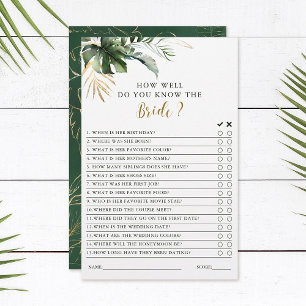 Tropical Foliage Green & Gold Brautparty Games