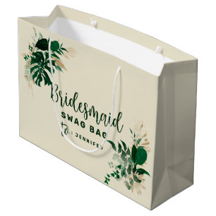 Tropical Foliage Green & Gold Bridesmaid Swag Große Geschenktüte
