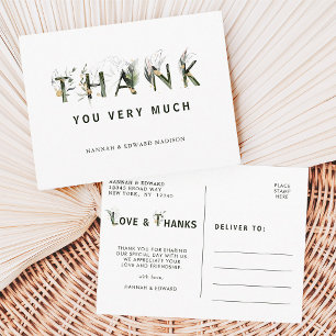 Tropical Foliage Letter Vielen Dank Postkarte