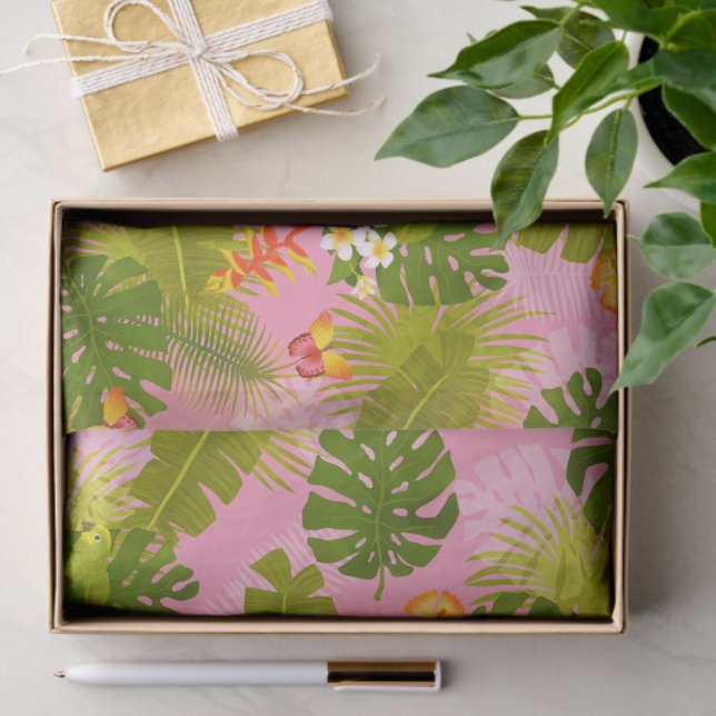 Tropical Foliage Summer Pink Seidenpapier (Geschenk)