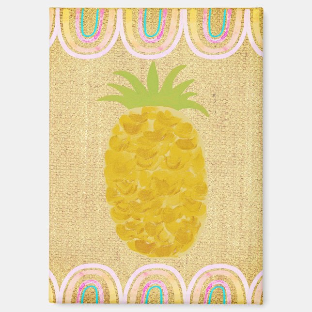 Tropical Folk Art Pineapple Magnet (Vorderseite)