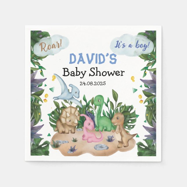 Tropical Forest Dinosaurs Boy Baby Dusche Serviette (Vorderseite)