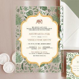 Tropical Forest Elephant Indian Wedding Acryleinladungen