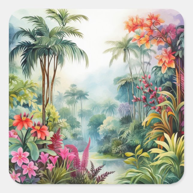 Tropical Forest Quadratischer Aufkleber (Vorderseite)