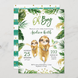 Tropical Forest Sloth Baby Dusche Einladung