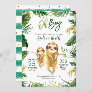 Tropical Forest Sloth Baby Dusche Einladung