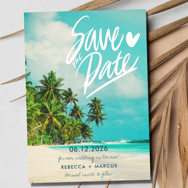 Tropical Foto Beach Hochzeit in Urlaubsort Save The Date (Tropical Photo Beach Destination Wedding Save The Date)