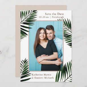 Tropical Frame Beige Wedding Save the Date Foto