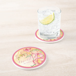Tropical Freesia Watercolor Liebe ist süß Getränkeuntersetzer