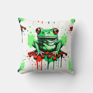 Tropical Frog Pillow - Colorful Frog prince Kissen