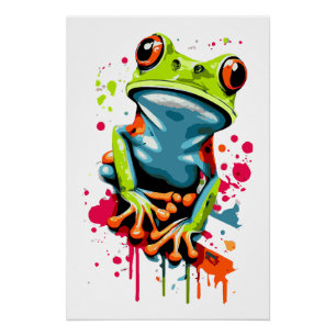 Tropical Frog Poster - farbenfroher Froschprinz