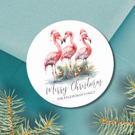 Tropical Frohe Weihnachten Runder Aufkleber