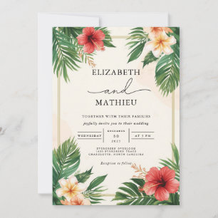 Tropical Frond Bloom Blüh Wedding Einladung