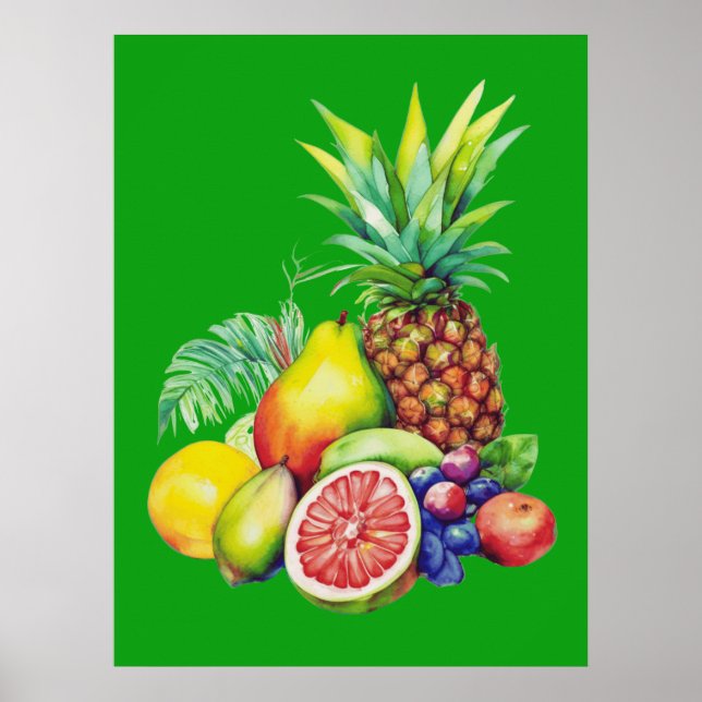 Tropical Fruit Collage Poster (Vorne)