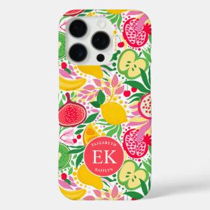 Tropical Fruit Monogram Watercolor Sommermuster iPhone 16 Pro Hülle