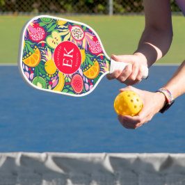 Tropical Fruit Monogram Watercolor Sommermuster Pickleball Schläger