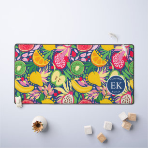 Tropical Fruit Monogram Watercolor Sommermuster Schreibtischunterlage