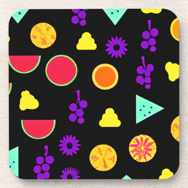 Tropical Fruit Neon Paradise Muster Getränkeuntersetzer (Vorderseite)
