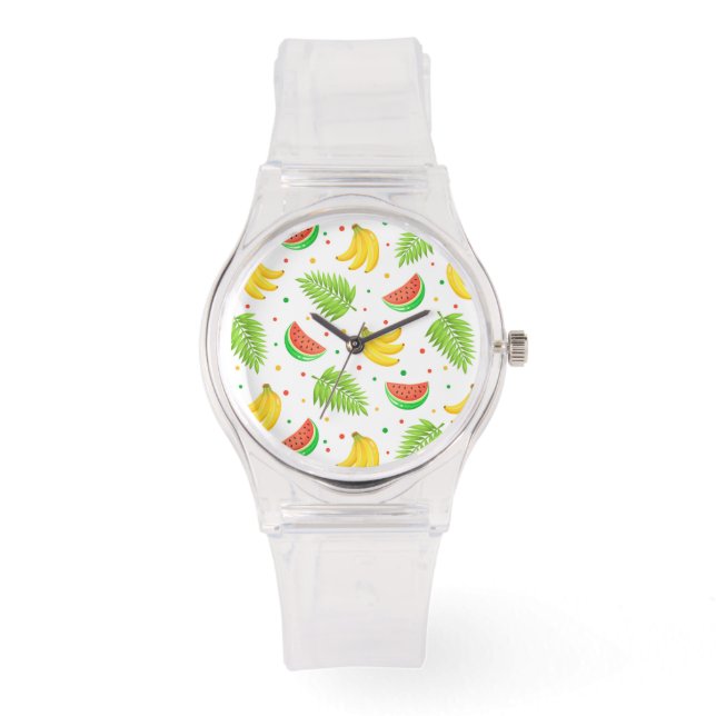 Tropical Fruit Polka Dot Muster Armbanduhr (Vorderseite)