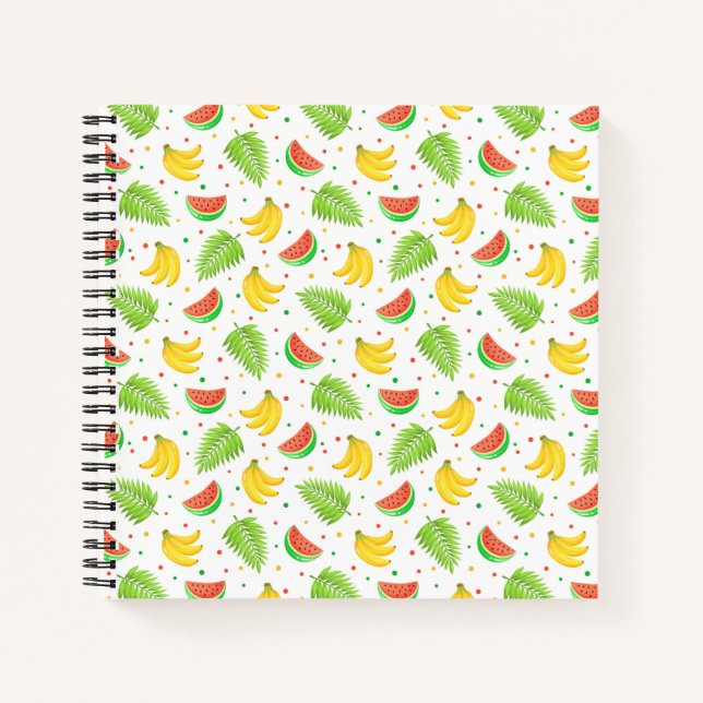 Tropical Fruit Polka Dot Muster Notizbuch (Vorderseite)