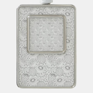 Tropical fruit seamless pattern black and white Rahmen-Ornament silber