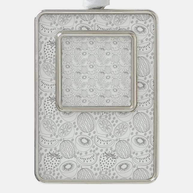 Tropical fruit seamless pattern black and white Rahmen-Ornament silber (Vorderseite)