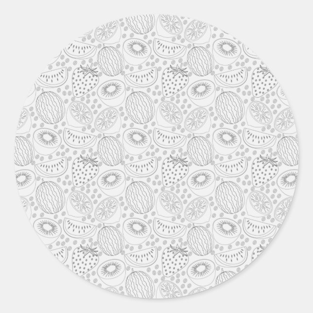 Tropical fruit seamless pattern black and white runder aufkleber (Vorderseite)