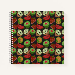 Tropical fruit seamless pattern colorful notizbuch
