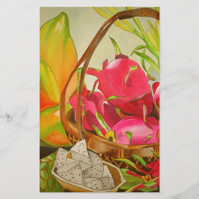 Tropical Fruit Wasserfarbe Original Kunst Stillleb Briefpapier (Vorderseite)