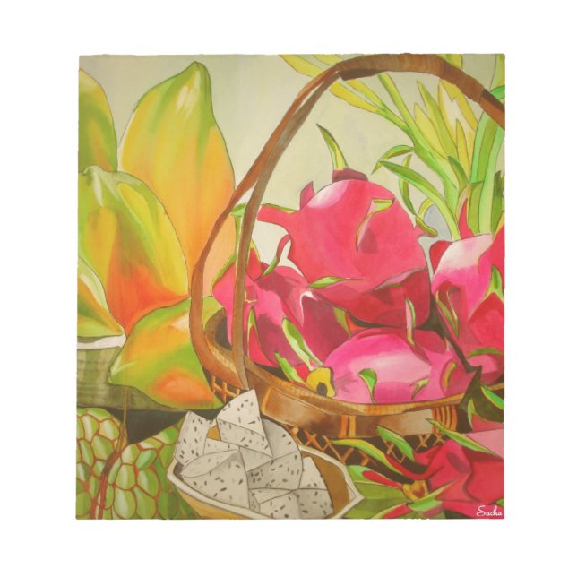 Tropical Fruit Wasserfarbe Original Kunst Stillleb Notizblock (Vorderseite)