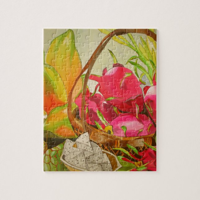 Tropical Fruit Wasserfarbe Original Kunst Stillleb Puzzle (Vertikal)