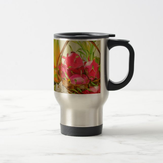 Tropical Fruit Wasserfarbe Original Kunst Stillleb Reisebecher (Rechts)