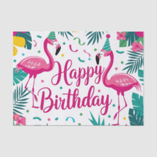 Tropical Fun Flamingo Birthday Design Seidenpapier
