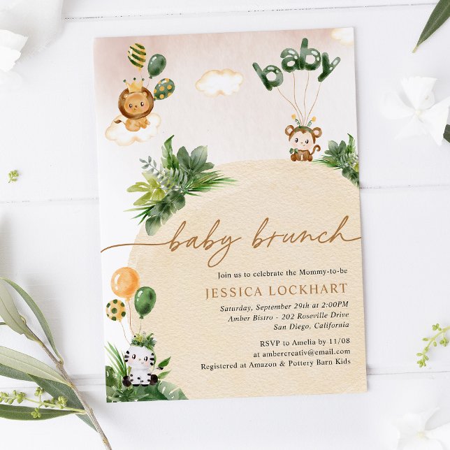 Tropical Fun Jungle Safari Girl Baby Brunch Dusche Einladung (Von Creator hochgeladen)