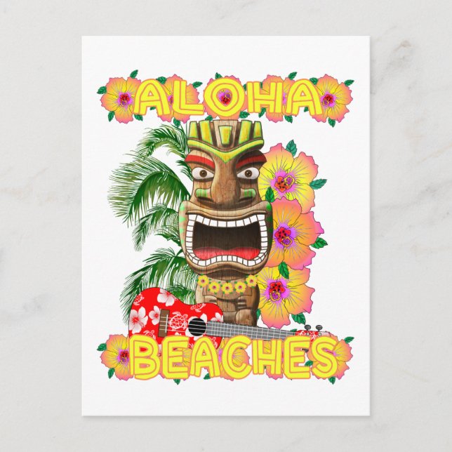 Tropical Funny Aloha Strände Hawaiian Tiki Postkarte (Vorderseite)