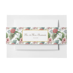 Tropical Garden Gold Foil Wedding Custom Monogram Einladungsbanderole