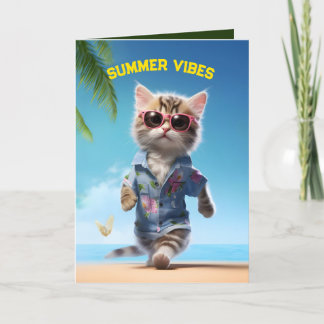 Tropical Getaway Kitten Dankeskarte