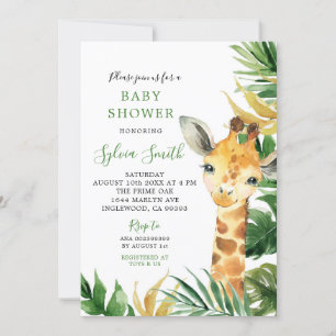 Tropical Giraffe Boy Baby Shower Einladung