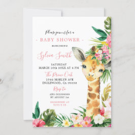 Tropical Giraffe Girl Baby Shower Einladung