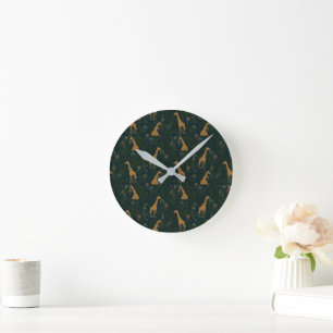 Tropical Giraffe Hangout Runde Wanduhr